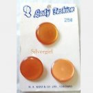 Set of 3 Vintage Pumpkin Orange Shimmery Round Buttons