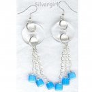 Clear Quartz Blue Fiber Optic Long Chain Earrings Clear Quartz Blue Fiber Optic Long Chain Earrings