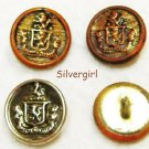 5/8" Brass Silver Crown Crest Shank Vintage Buttons