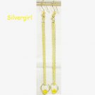 Long Gold Plate Jonquil Yellow Crystal Dangle Earrings Long Gold Plate Jonquil Yellow Crystal Dangle Earrings