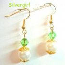 White Imitation Pearl Earrings Glass Dangle Earrings