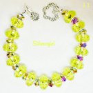 Chunky Lemon Lime Crystal SP Beaded Bracelet