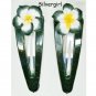 Plasic Coated Silvertone Hair Snap Clip With Flower You Choose!