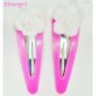 Plasic Coated Silvertone Hair Snap Clip With Flower You Choose!