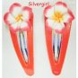 Plasic Coated Silvertone Hair Snap Clip With Flower You Choose!