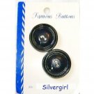 Set of 2 Vintage Navy Blue Plastic Buttons Set of 2 Vintage Navy Blue Plastic Buttons