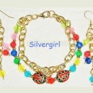 Rainbow and Gold Bracelet and Earring Set