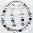 Silver Gray Black Imitation Pearl Glass Bracelet Silver Gray Black Imitation Pearl Glass Bracelet