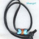 Black Leather Necklace Blue Butterfly