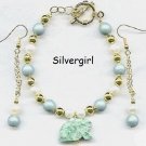 Satin Sage Green FW Pearl Pearl Bracelet Earring Set