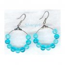 Aqua Blue Beaded Small Hoop Earrings