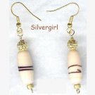 Vintage Lampwork Cream Brown Glass Beaded Earrings Vintage Lampwork Cream Brown Glass Beaded Earrings