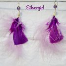 Gold Plate Lilac Purple Feather Crystal Dangle Earrings Gold Plate Lilac Purple Feather Crystal Dangle Earrings