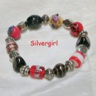 Red Black and Gold Chunky Lampwork Bracelet