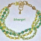 3 Strand Yellow Green Fiber Optic Beaded Bracelet