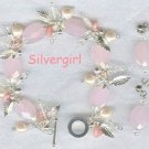 Rose Quartz Crystal Silver Charm Bracelet Rose Quartz Crystal Silver Charm Bracelet