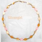 Earthy Copper and Pink Oval Shell Beaded Necklace Earthy Copper and Pink Oval Shell Beaded Necklace