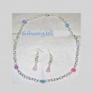 Multi Dyed and Natural Gemstone Necklace Earring Set