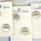 3 Cards Large Ivory Pearly Round Buttons