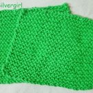 Large Soft Hand Knit Face or Dish Cloth Green