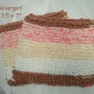 Large Soft Hand Knit Face or Dish Cloth Chocolate Brown White Cream Orange Mix Large Soft Hand Knit Face or Dish Cloth Chocolate Brown White Cream Orange Mix