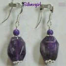 Amethyst Nugget Gemstone Jade Bead Earrings Sterling Silver Amethyst Nugget Gemstone Jade Bead Earrings Sterling Silver