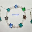 Multi Color Glass Pearl Lampwork Bracelet Earring Set Multi Color Glass Pearl Lampwork Bracelet Earring Set