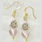 Fibre Optic Purple Heart Dangle Earrings