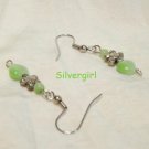 Fibre Optic Green Heart Dangle Earrings