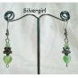 Fibre Optic Green Heart Dangle Earrings