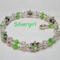 Swarovski Beaded Cuff Bracelets Glass Crystal Pink Blue Green Topaz/Amber