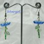 Single Blue Flower Stem Earrings