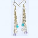 Colorful Long Dangle Crystal Chain Earrings