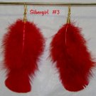 Silver Plate Fluffy Red Crystal Feather Earrings Silver Plate Fluffy Red Crystal Feather Earrings