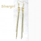 Gold Plate Filigree Ball 3 Chain Dangle Earrings Gold Plate Filigree Ball 3 Chain Dangle Earrings