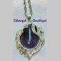 Amethyst Gemstone Necklace Rhodonite Rope Chain