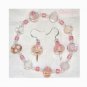 Pretty in Pink Glass Lamwork Bracelet Earring Set