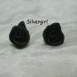 Black Polymer Clay Rose Stud Earrings 1/2" wide