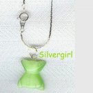 Green Cat's Eye DRESS Pendant on Silver Plate Chain Green Cat's Eye DRESS Pendant on Silver Plate Chain