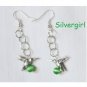 Hummingbird Pearch Cat's Eye Silver Plate Earrings PICK YOUR COLOR