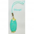 Cell Phone Charm Green Turquoise Gold Plate Findings