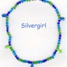 Pretty Blue Green Turquoise Glass Beaded Choker Pretty Blue Green Turquoise Glass Beaded Choker