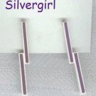 1 Pair Purple White Pierced Vintage Stick Earrings