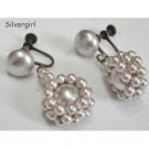 Imitation Creamy Pearl Cluster Earrings VINTAGE * ANTIQUE