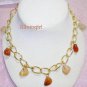 Red Orange Clear Smoky Agate Gemstone Necklace Earring