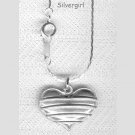 Silver Pewter Textured Heart Chain Necklace