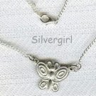Silver Necklace Butterfly Pewter Charm Silver Necklace Butterfly Pewter Charm