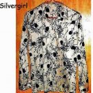 Vintage Light Brown Black Patterned Blouse  SZ M