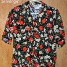 Black Multi Colored Flowered Ladies Blouse Top Large Black Multi Colored Flowered Ladies Blouse Top Large
