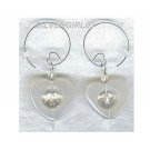 Open Heart White Agate Heart Earrings